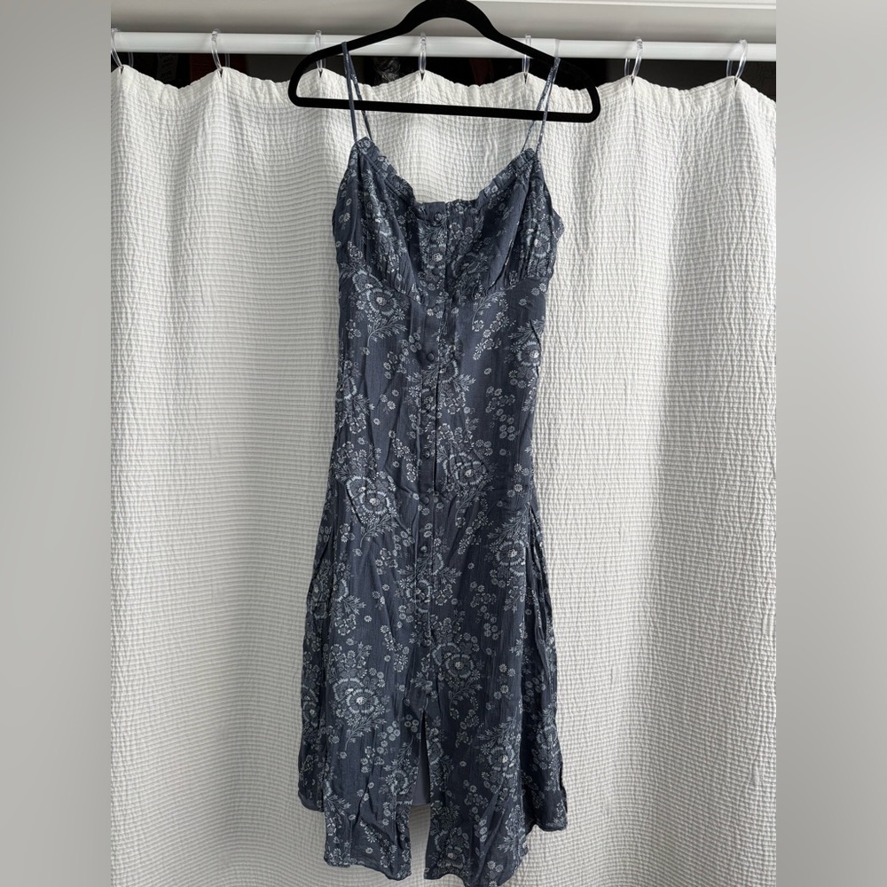 Madewell Blue Pleated Maxi Slip Dress